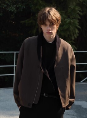 【5折福利】HOPECONCEPT突显气质V领羊毛混纺百搭夹克外套#25389