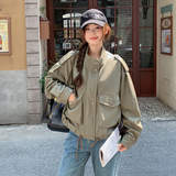 现货！26新款春装多色百搭短款皮衣外套278-3736-P155-K238，女装皮衣，三七家