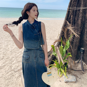 现货！26夏新款小个子时尚牛仔2件套渐变色套装278-3708-P140K218图片