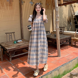 现货！26夏装新款英伦风格纹休闲度假连衣裙278-3713-P110-K168，女装连衣裙，三七家