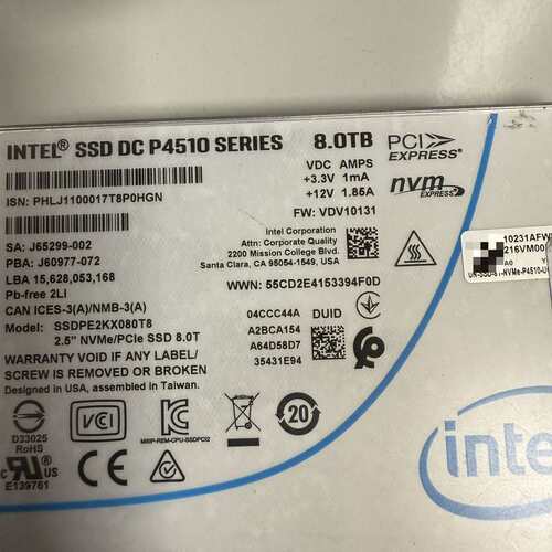 H3C版 英特尔P4510 8T企业级固态硬盘，U2接口NV--议价商品