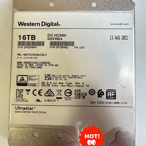 西数16T硬盘 西部数据16TB HC550企业级监控硬盘W--议价商品