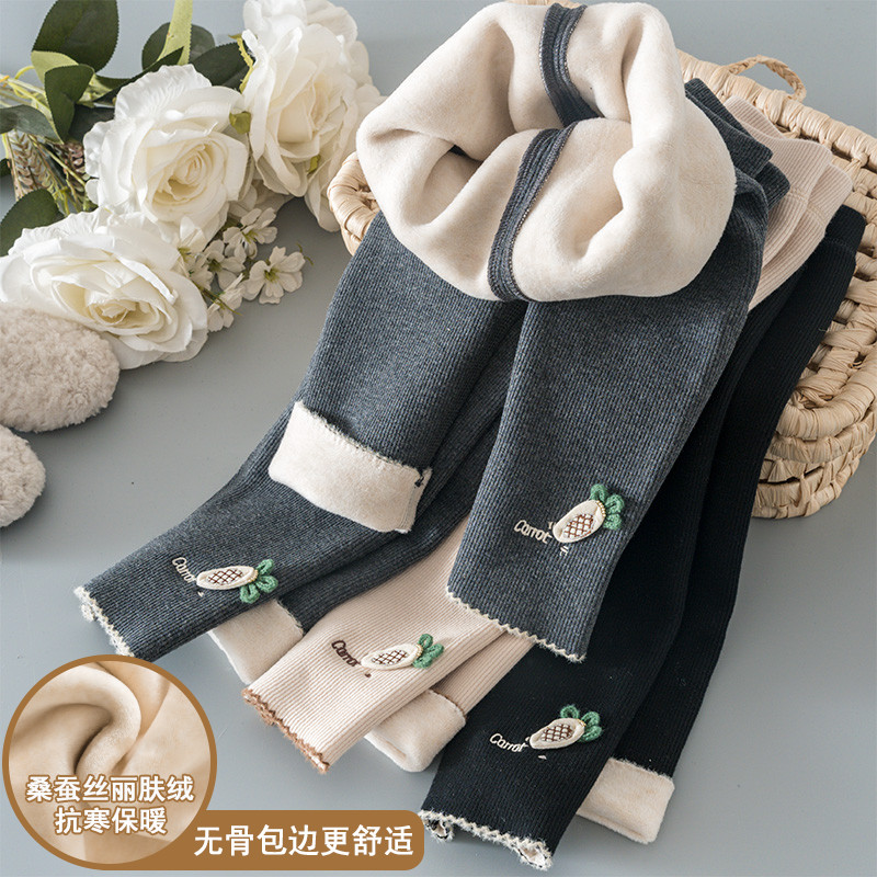 女童打底裤秋冬2024新款加厚外穿儿童洋气一体绒宝宝加绒保暖裤子