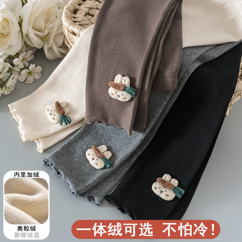女童加绒裤子春秋2025新款儿童打底裤秋季女宝宝秋冬外穿薄绒纯棉