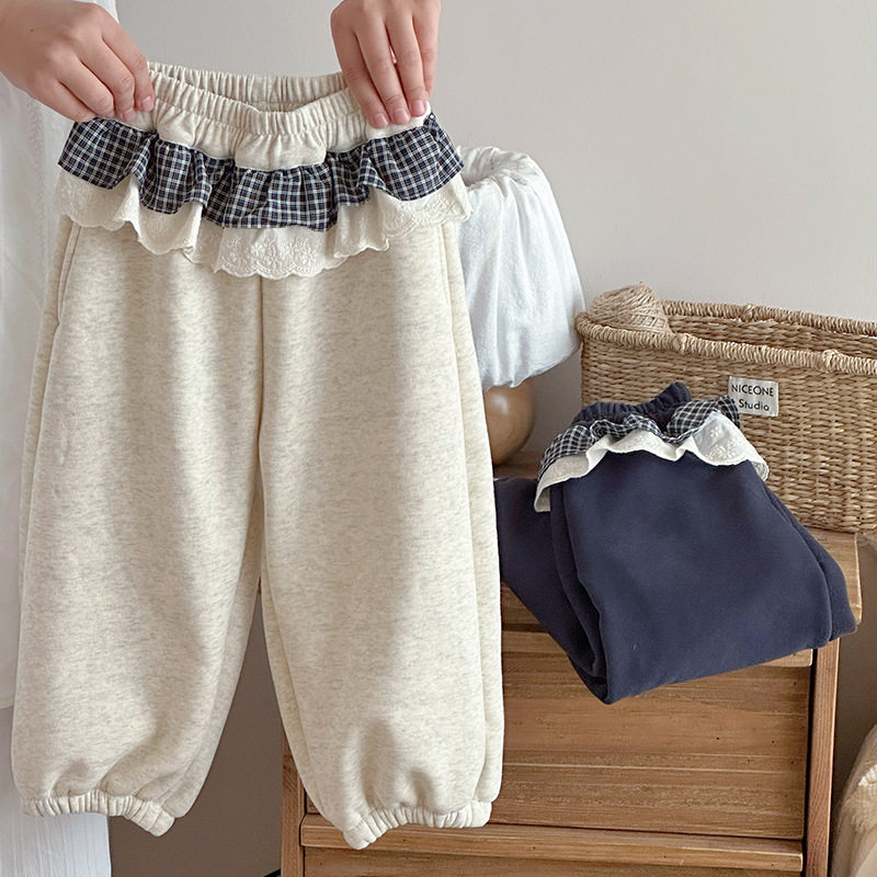 女童2025深秋冬季新款加绒卫裤儿童装加厚屁帘裤子格子花边束脚裤,童装/婴儿装/亲子装,裤子,淘宝优惠券,粉丝福利购,淘宝优惠卷