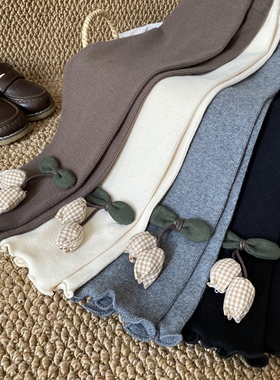 女童秋装2025新款打底裤儿童洋气森系女宝宝春秋季外穿休闲裤黑色