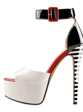 ZK欧美时装女鞋鱼嘴水台超高跟带扣凉鞋细高跟走秀表演时装鞋