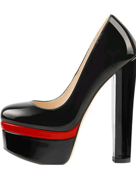 超高跟鞋子女款夏季水台粗跟大码单鞋圆头浅口时装女鞋欧码外贸