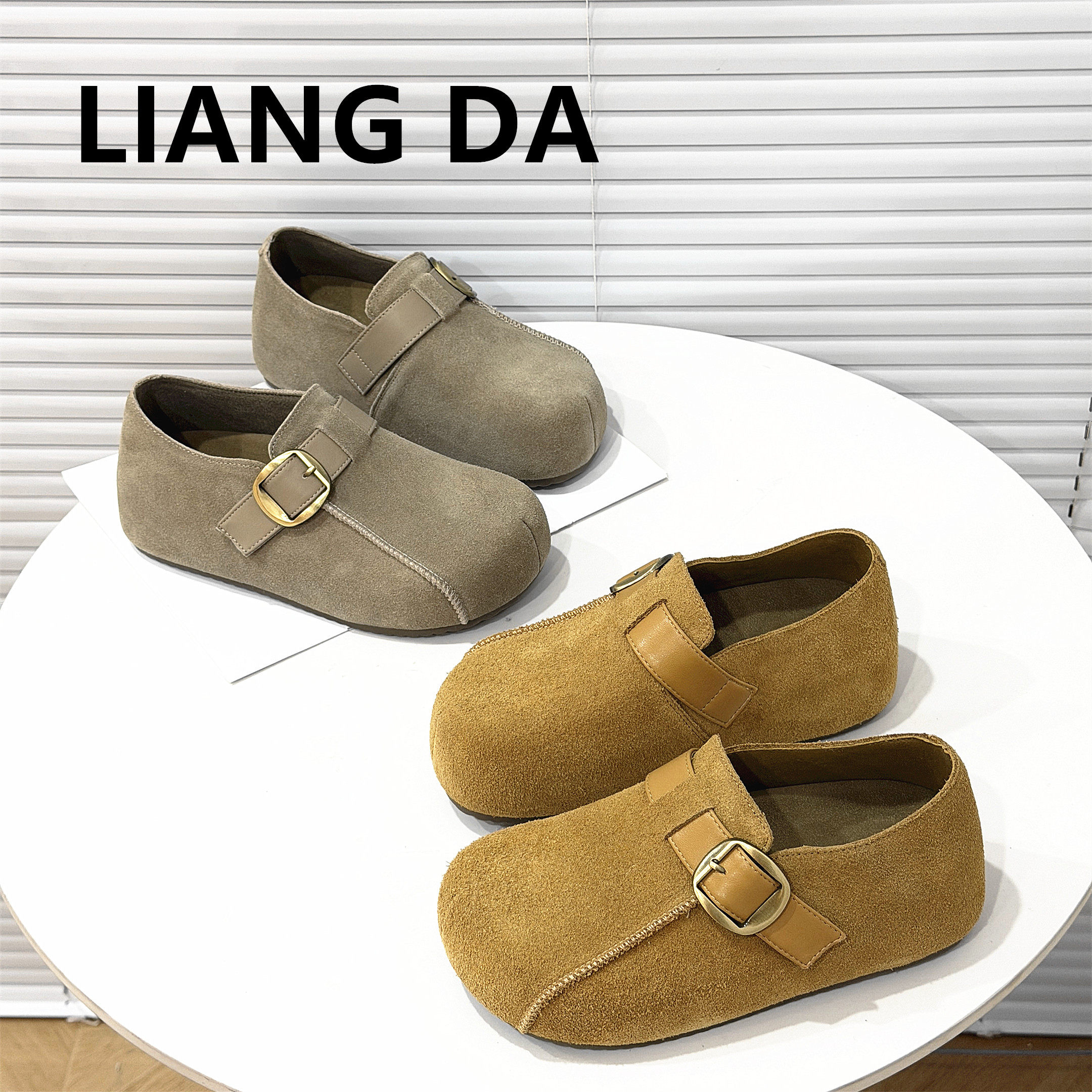 韩版皮带扣真皮厚底勃肯鞋女2026春款百搭时尚平底内增高休闲单鞋,女鞋,勃肯鞋/软木鞋,淘宝优惠券,粉丝福利购,淘宝优惠卷