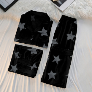 仿棉开衫 长裤 家居服可外穿 短裤 网红星星ins风睡衣女韩国甜酷短袖