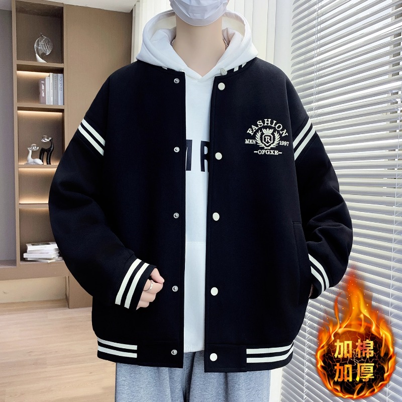 不起球不褪色加棉加厚棒球服外套