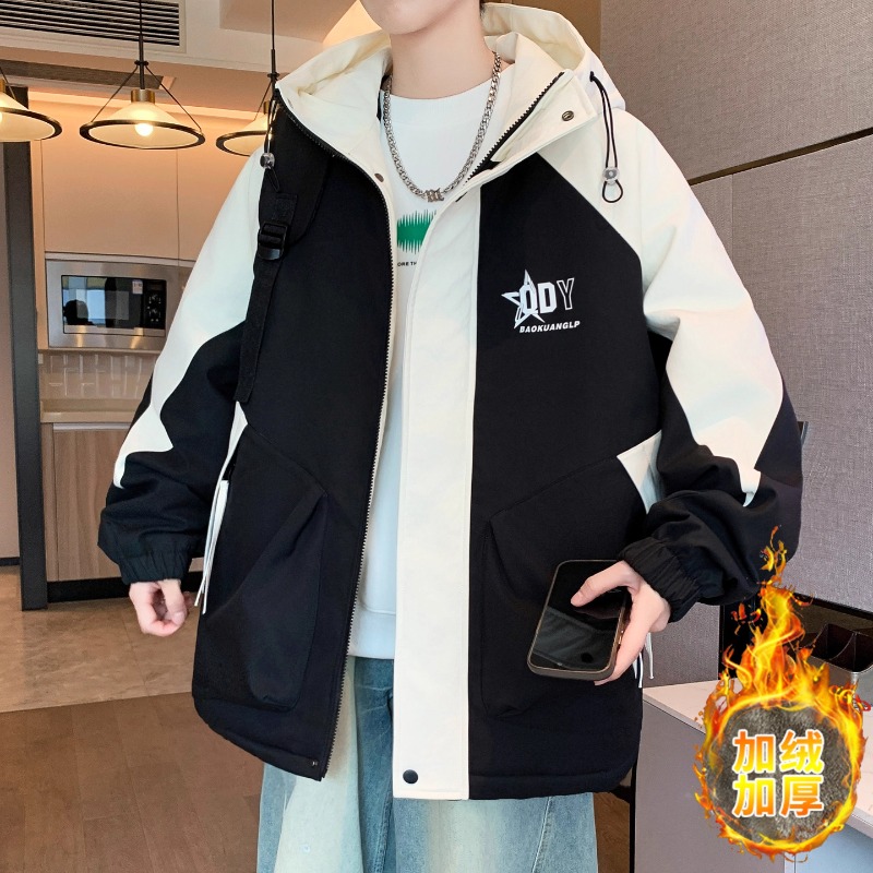 不起球不褪色加绒加厚夹克棉服