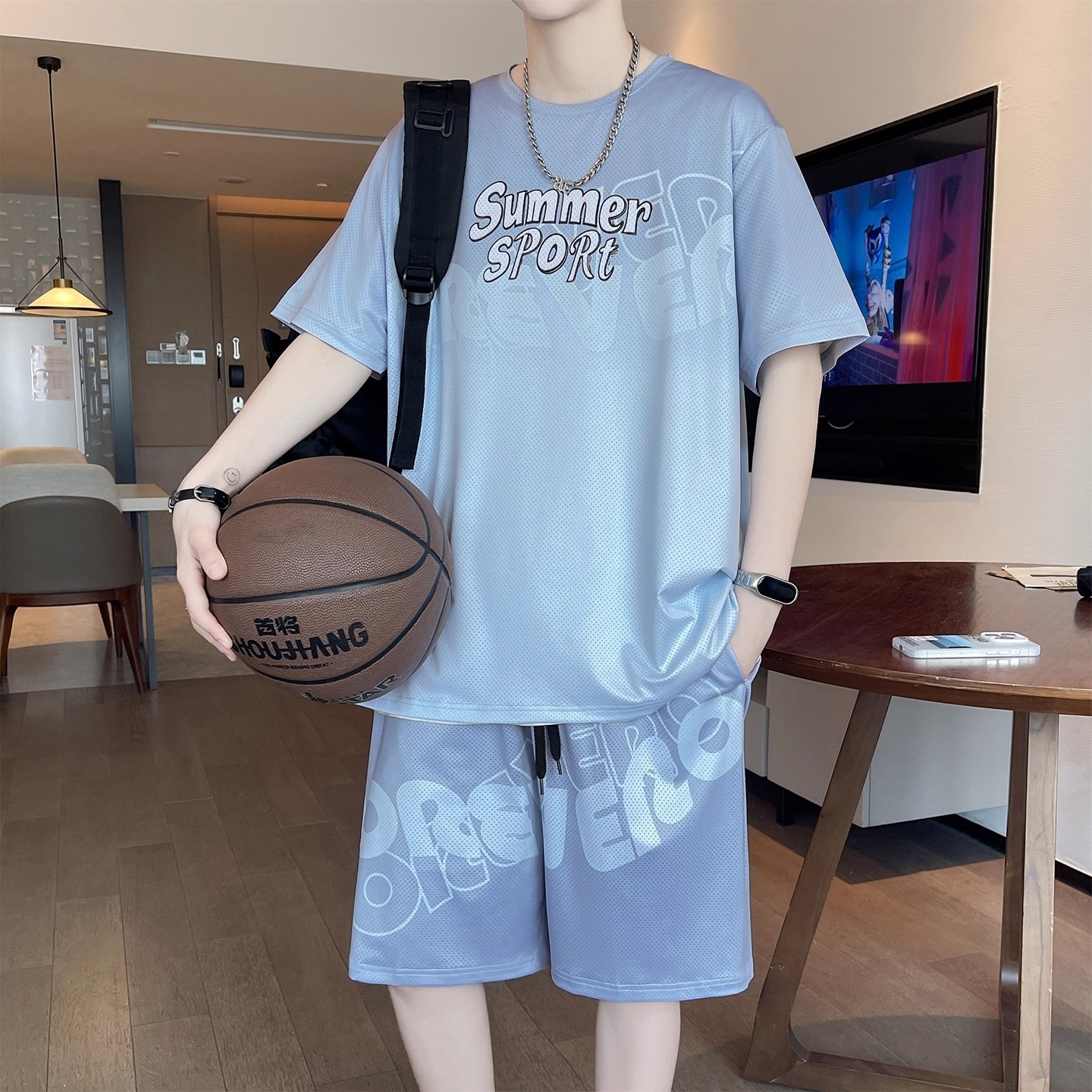 不起球不褪色冰丝篮球服套装