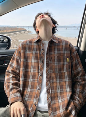 不起球不褪色潮牌格子衬衫外套