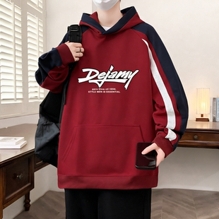 春秋季新款卫衣男孩青少年初中学生潮牌帅气连帽外套大童休闲上衣