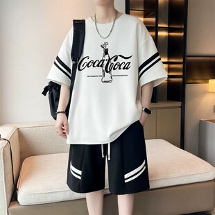 夏季青少年潮流休闲短袖t恤男孩初中学生半袖大童运动服两件套装