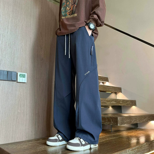 不起球不褪色宽松直筒长裤子