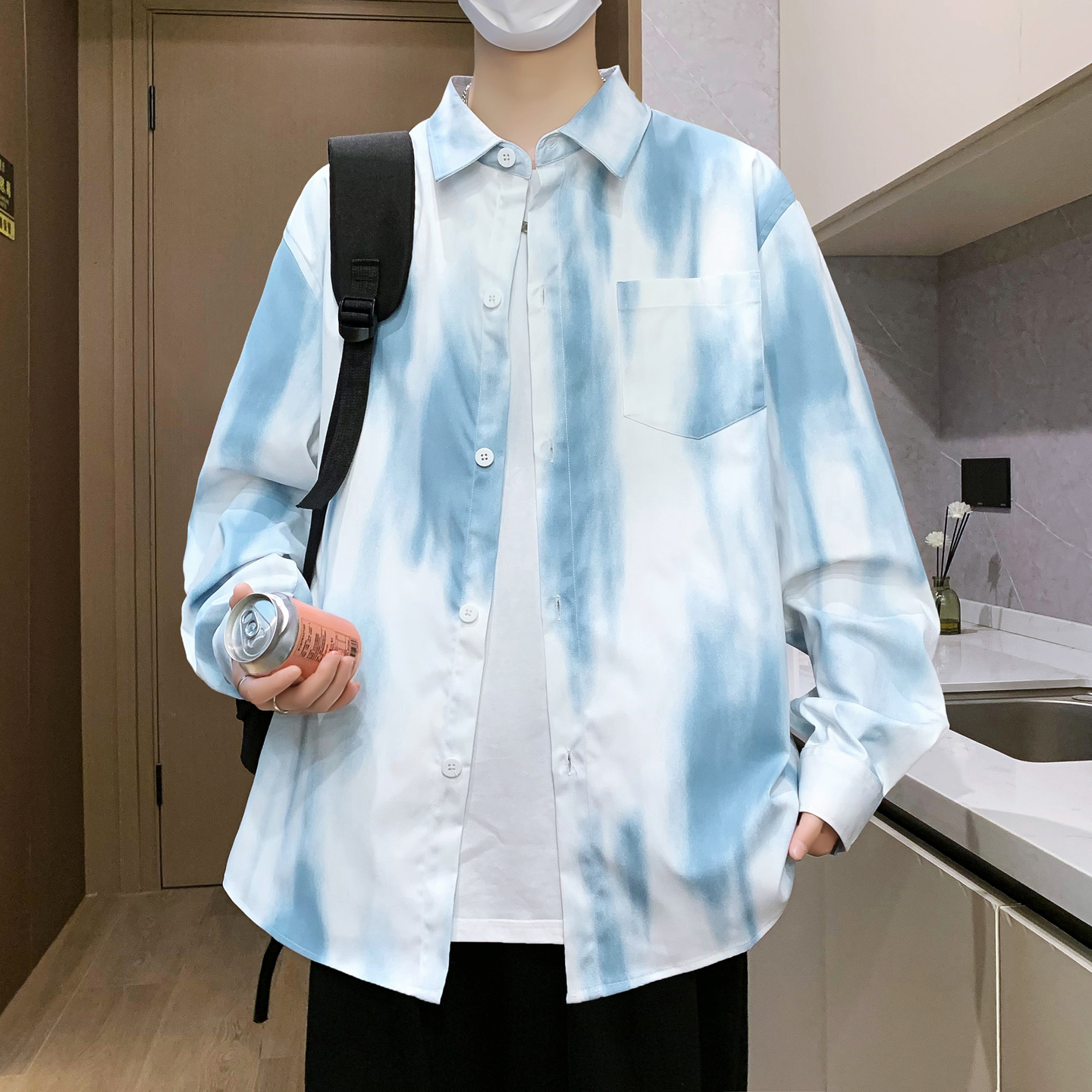 不起球不褪色长袖衬衫外套