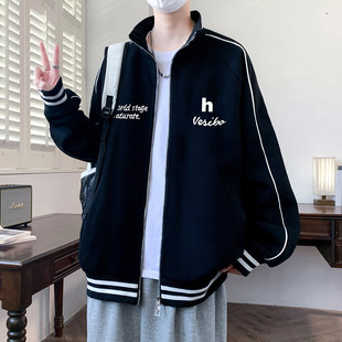 春秋款 卫衣男孩初中高中学生潮牌帅气外套青少年大童上衣 立领开衫