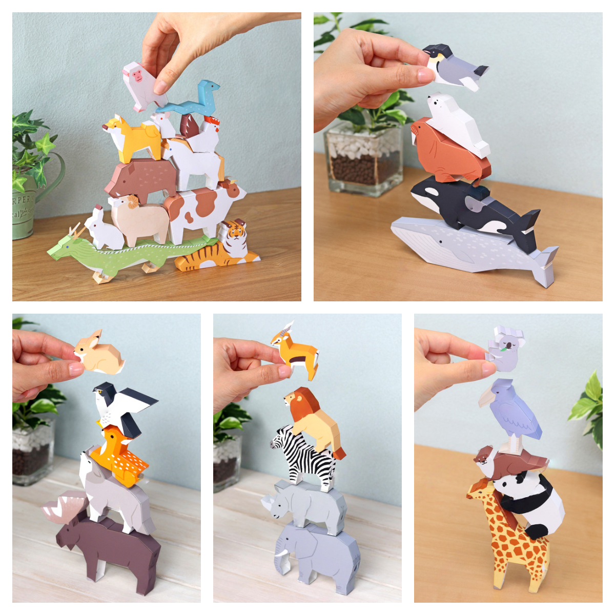 动物折纸积木益智玩具早教手工DIY简单儿童纸模型折纸立体摆件