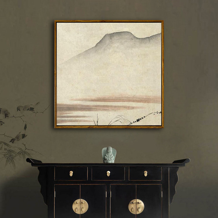 抽象壁画手绘画水墨画风景客厅禅意装饰画玄关茶室餐厅挂画极简