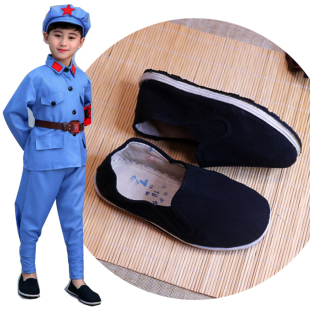 六一男小中大儿童节表演出千层布底老八路军单黑布鞋少数民族国风