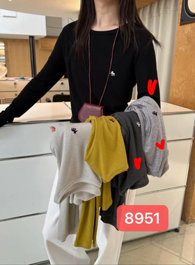 韩版薄款纯棉打底T恤女8951小众个性小狐狸刺绣百搭修身2025春季