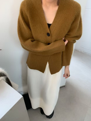 高品质加厚软糯浣熊绒开衫短外套819设计感修身收腰毛衣2024冬季