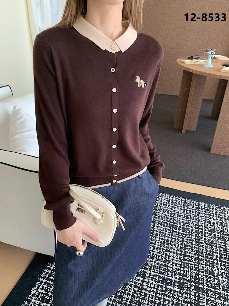 韩系高级柔软细羊毛衣女宽松套头假两件时尚学院风拼色秋季新8533