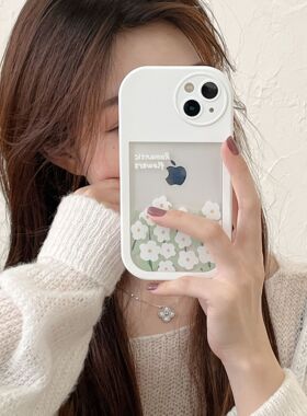 温柔白色花朵适用iPhone14/13pro max苹果12/11手机壳二合一新款x