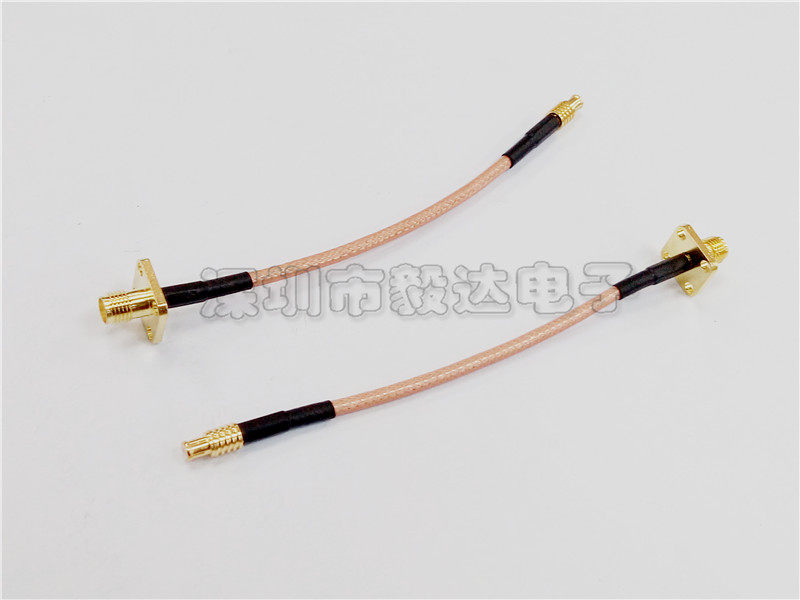 RF射频线RG316D双屏蔽SMA母头外螺内孔四孔法兰转MCX公头15CM正品