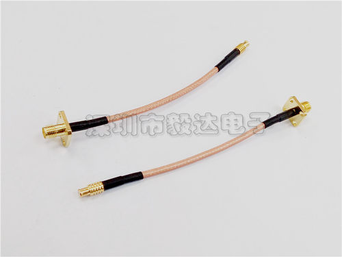 RF射频线RG316D双屏蔽SMA母头外螺内孔四孔法兰转MCX公头15CM正品