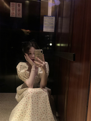 法式田园纯棉碎花压褶doen同款