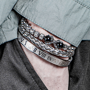 Morooki小众设计不锈钢鹰爪男士手链搭配虎眼石欧美潮不锈钢饰品