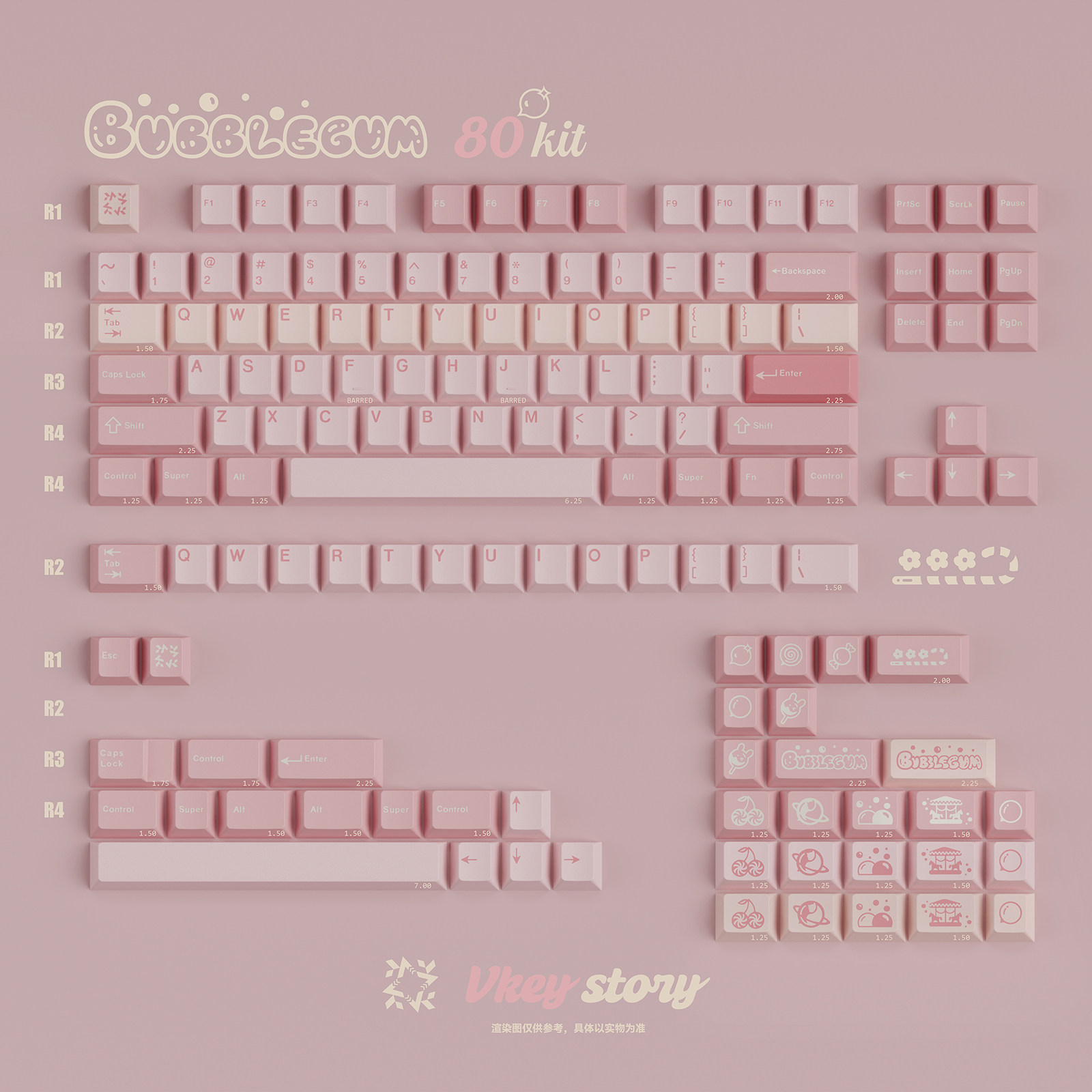 JTK BUBBLEQUM 초경량 파우더 원래 높이 2색 키캡 기계식 키보드 키캡