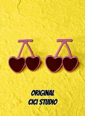 CICI STUDIO小众设计ins多巴胺漫画风樱桃耳环个性甜酷精工耳饰
