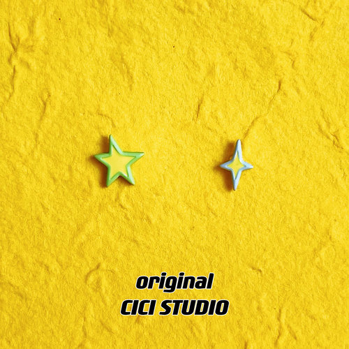 星空潮流艺术耳钉多巴胺迷你男女