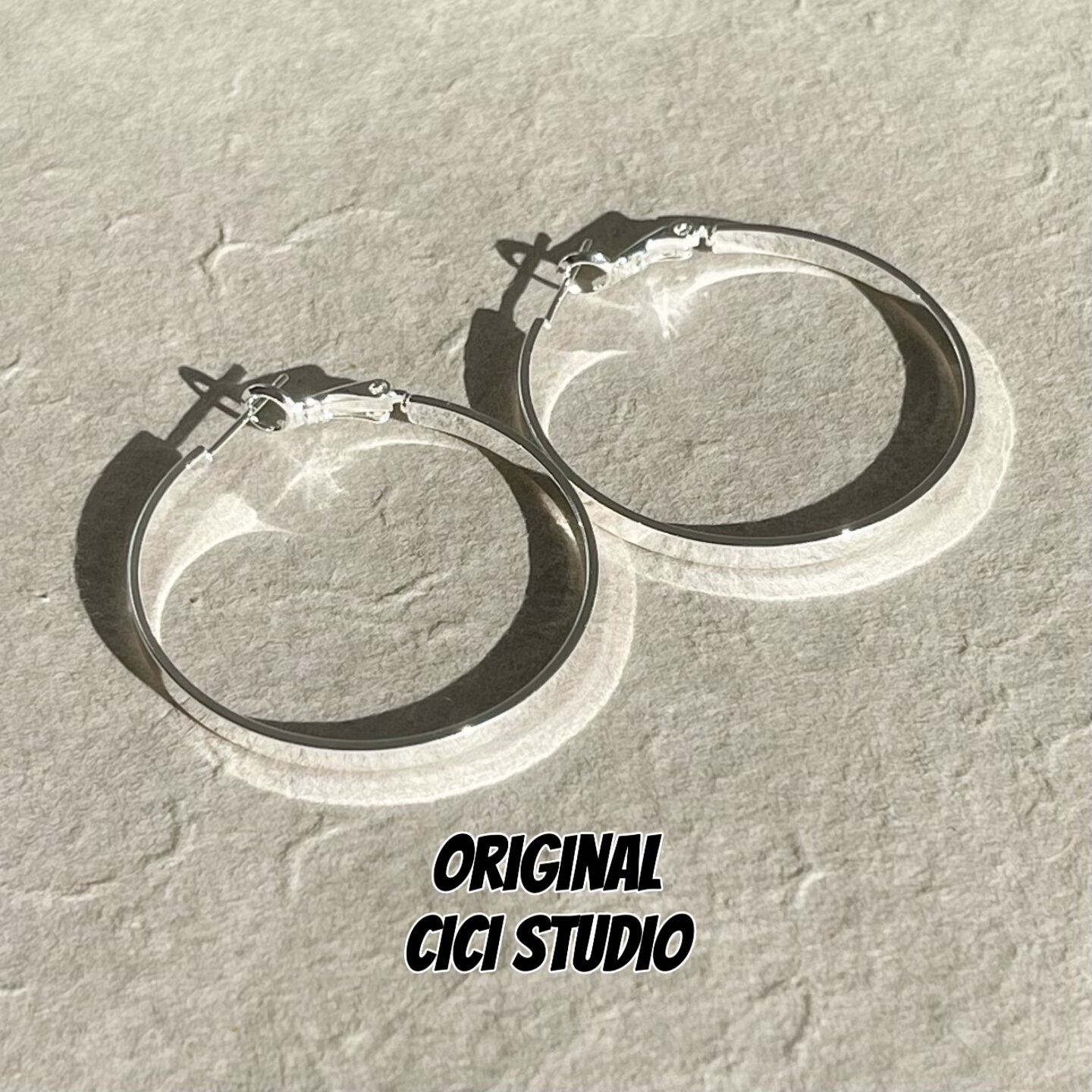 CICI STUDIO小众高级感银色大圈圈耳环女ins时髦冷淡摩登耳圈秋冬