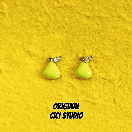 CICI STUDIO无鸭梨个性精工耳钉女元气甜美可爱百搭通体纯银耳饰