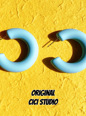 CICI STUDIO多巴胺彩色圈圈耳环女春夏派对糖果蓝色耳钉耳圈耳饰