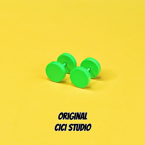 CICI STUDIO小众设计ins多巴胺简约荧光绿个性耳钉男女精工耳饰