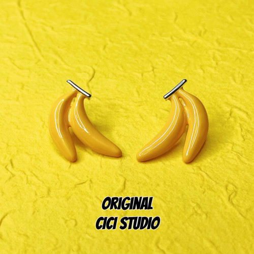 CICI STUDIO小众设计多巴胺ins香蕉水果个性耳钉女精工耳环耳饰