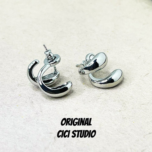 CICI STUDIO小众设计ins高级质感金属C形气质百搭分体式精工耳钉