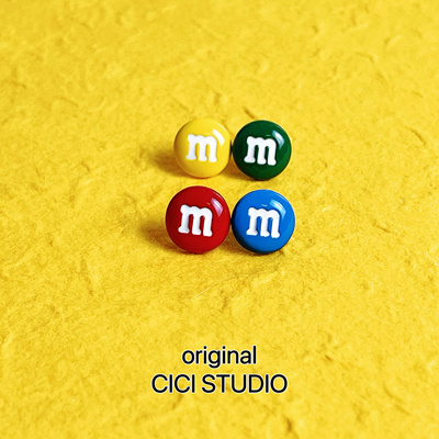 巧克力豆耳钉合金甜酷多巴胺男女