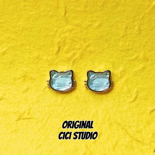 CICI STUDIO精工极光梦幻猫咪耳钉女ins清透超闪渐变耳钉养耳洞