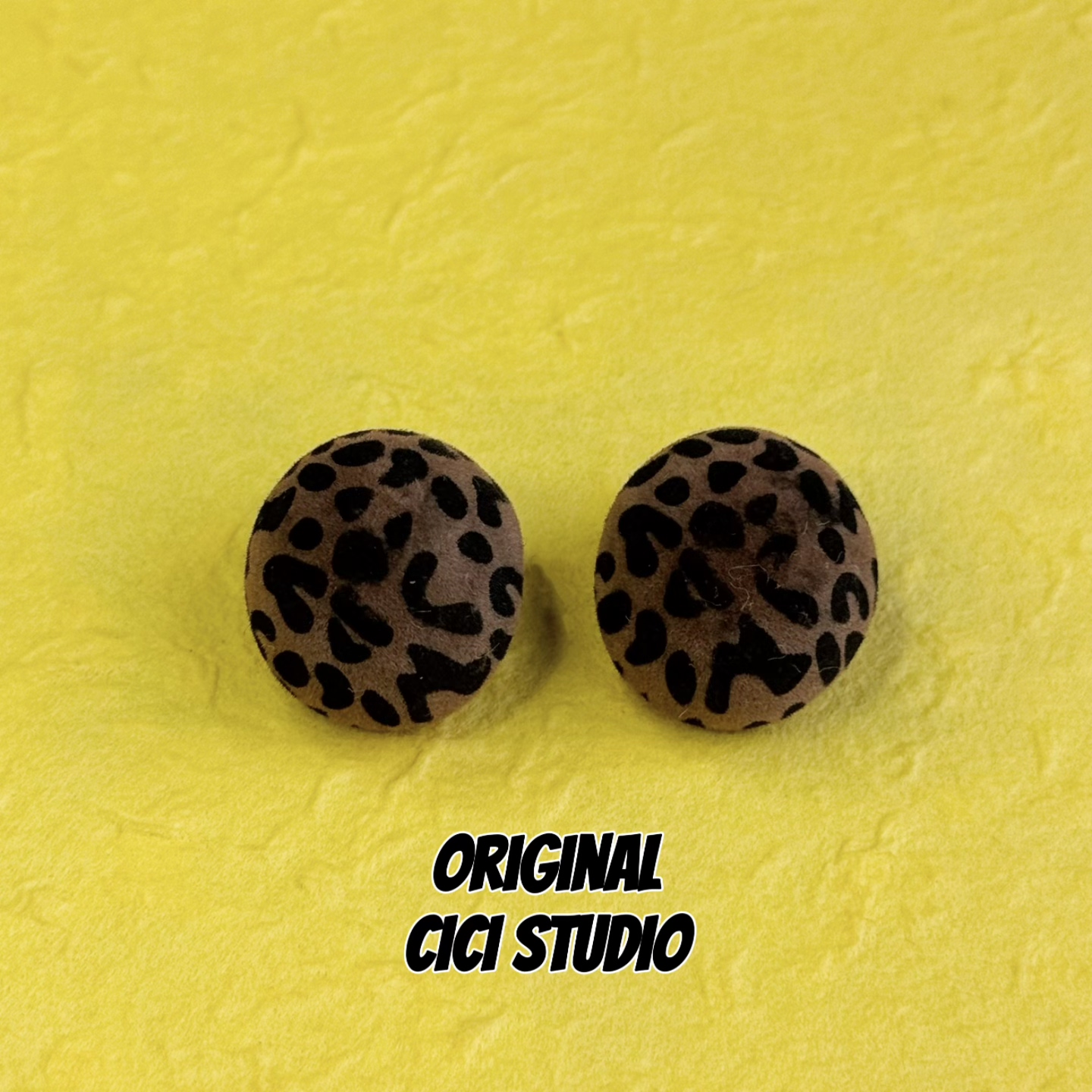 CICI STUDIO原创复古美拉德豹纹植绒耳钉女秋冬高级感圆球耳环