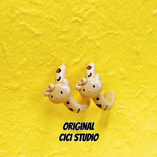 CICI STUDIO小众精工棕色kitty猫豹纹可爱三丽鸥耳钉女甜美耳饰