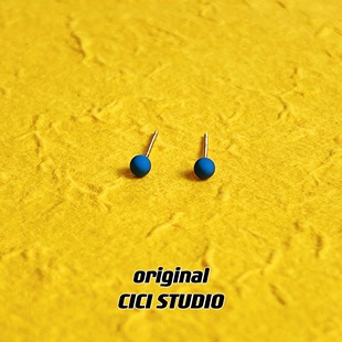 CICI潮流艺术波点ins极简迷你耳钉克兰茵蓝火柴头圆形百搭耳饰