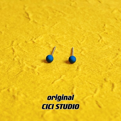 火柴头波点圆形耳钉百搭情侣