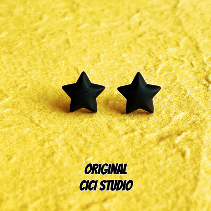 CICISTUDIO原创小众高级感暗黑立体五角星小巧简约个性无性别耳钉